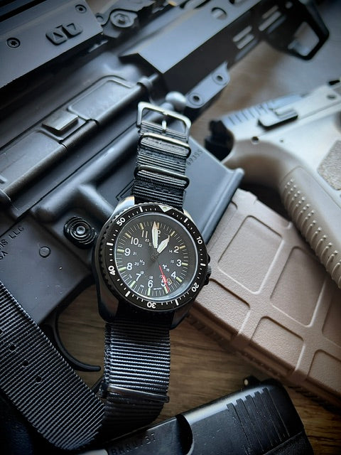 MWC Automatic Black PVD Military Divers Watch - Tritium / GTLS Illumination, Ceramic Bezel and Sapphire Crystal
