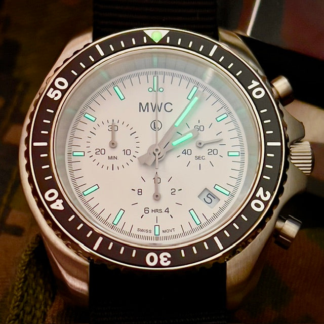 MWC NATO Pattern Stainless Steel Military Pilots Chronograph with Sapphire Crystal and Swiss Ronda Movement