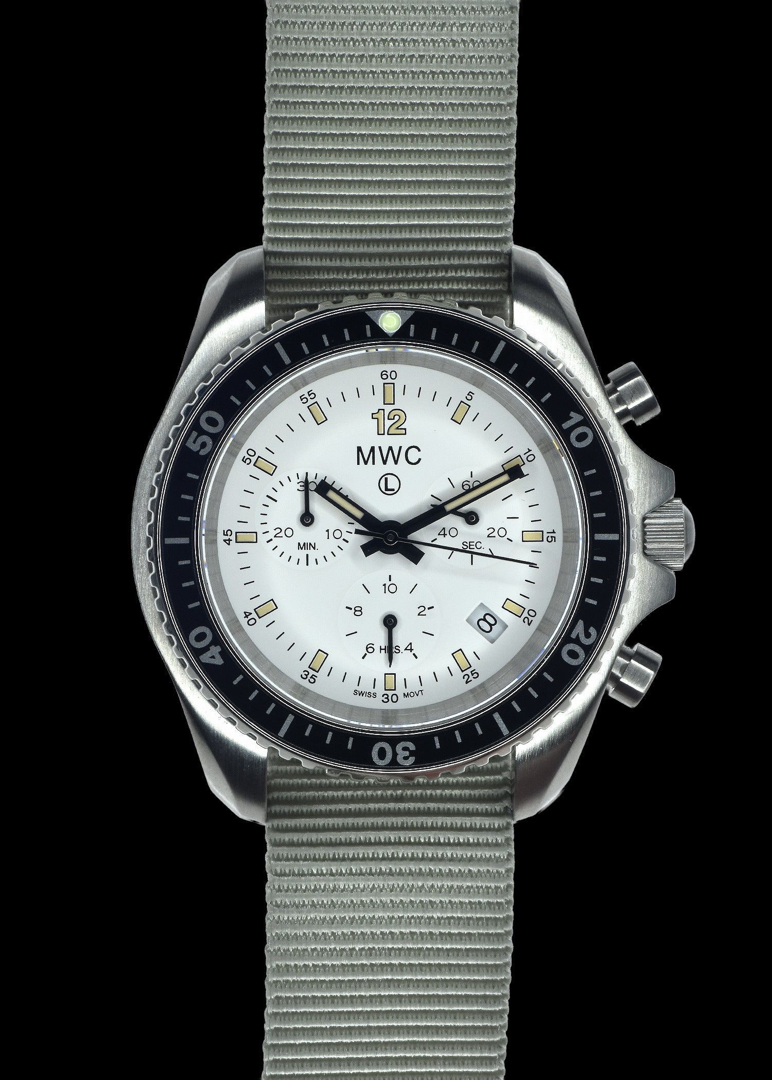 MWC NATO Pattern Stainless Steel Military Pilots Chronograph with Sapphire Crystal and Swiss Ronda Movement