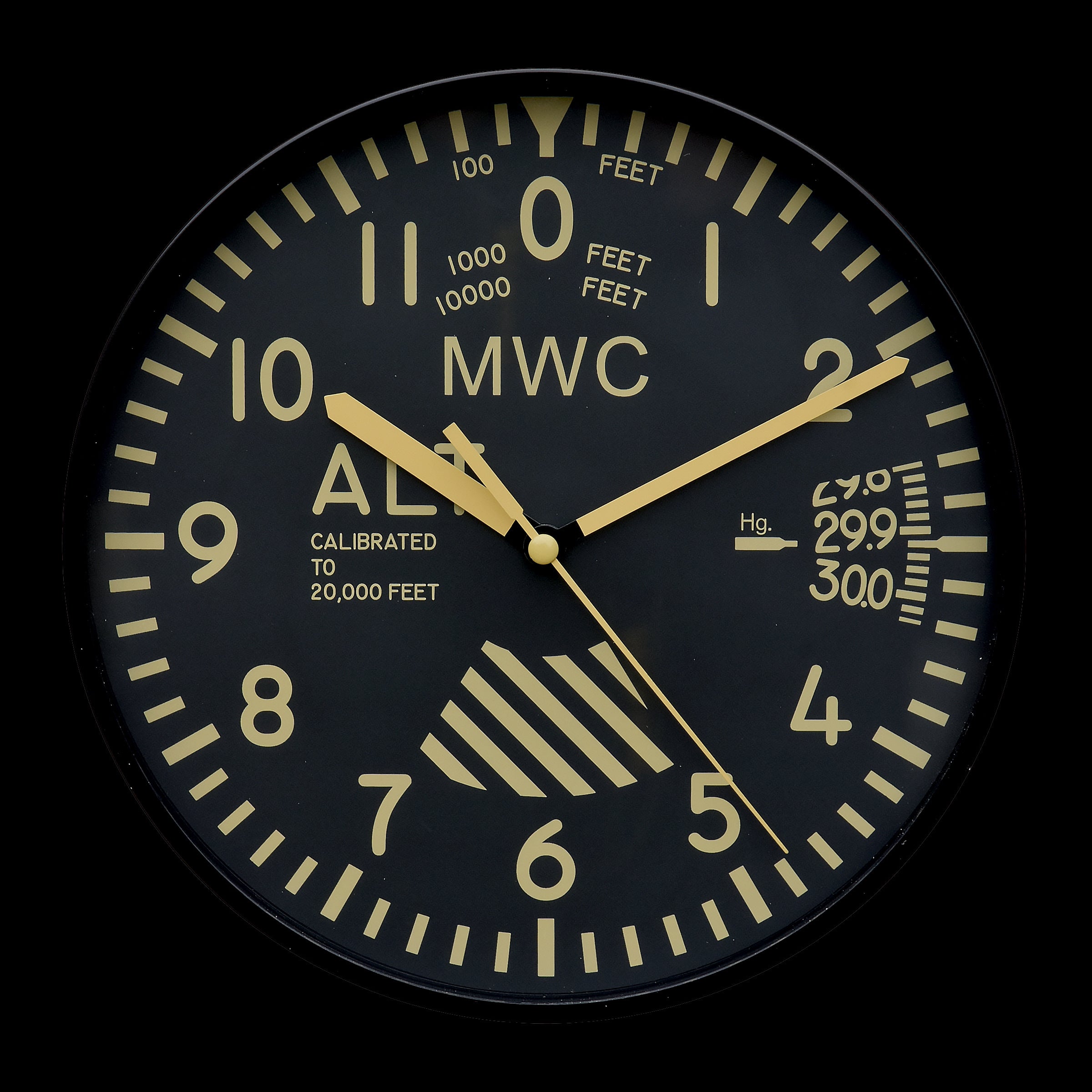 MWC Limited Edition Altimeter Wall Clock with Retro Pattern Dial and Silent Quartz Movement with Sweep Second Hand (Size 22.5 cm / approx 9")