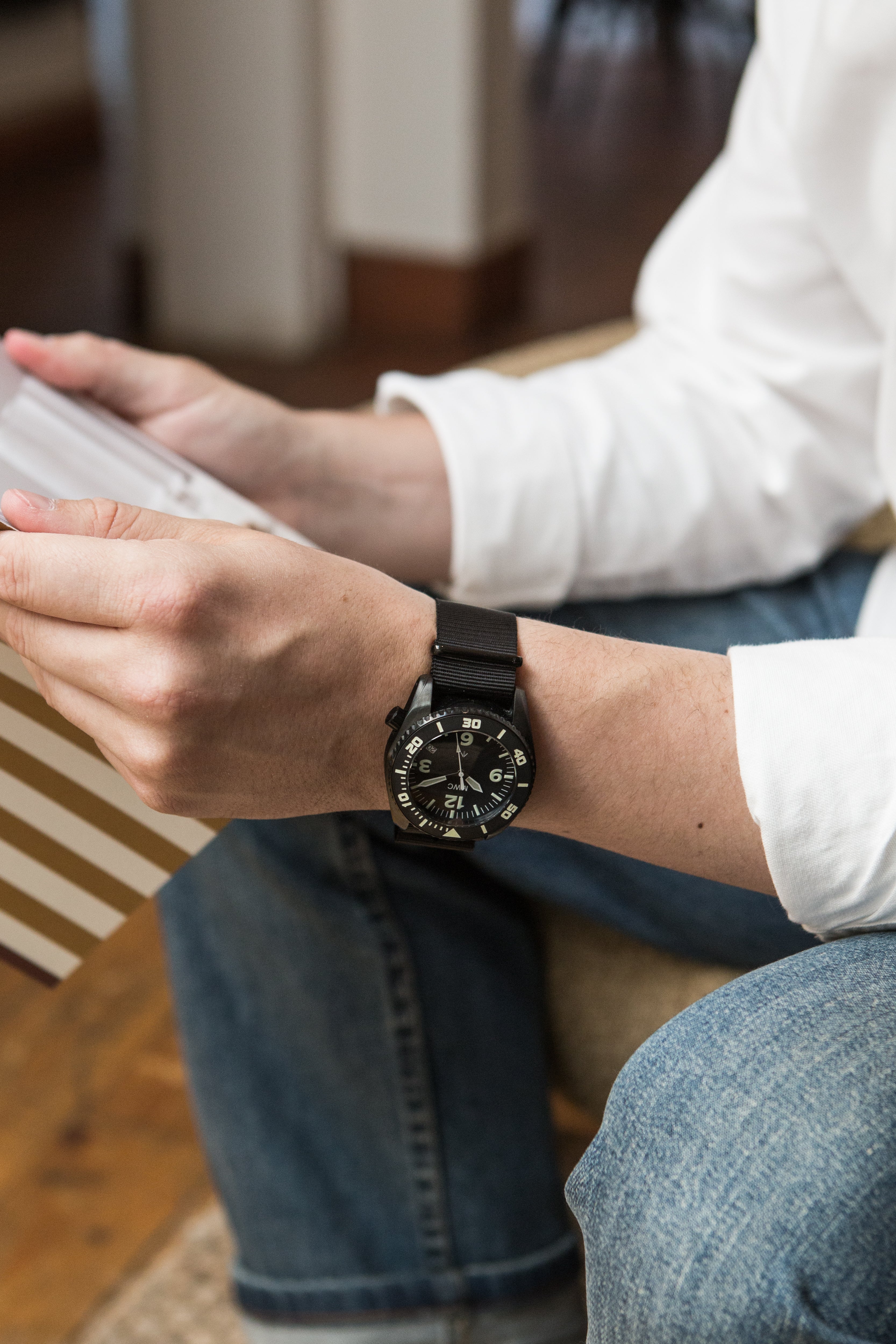 MWC "Depthmaster" 100atm / 3,280ft / 1000m Water Resistant Military Divers Watch in PVD Stainless Steel Case with Helium Valve (Quartz)