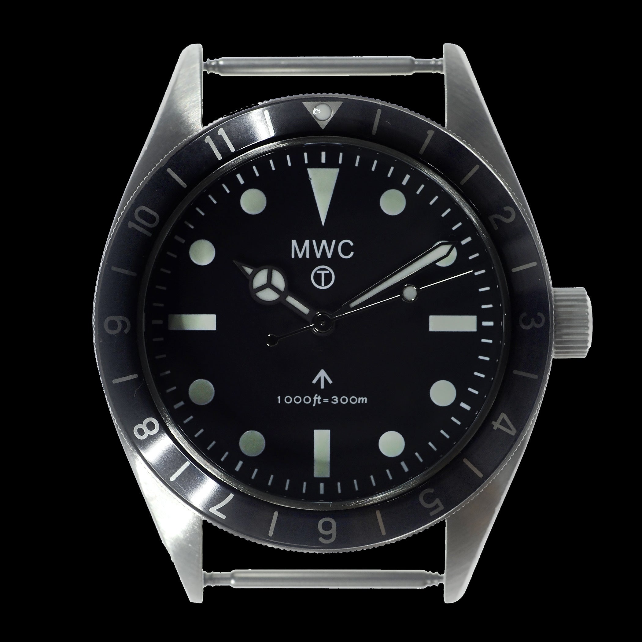 MWC Classic 1960s Pattern Dual Time Zone Divers Watch with Luminova Paint and a Hybrid Mechanical/Quartz Movement
