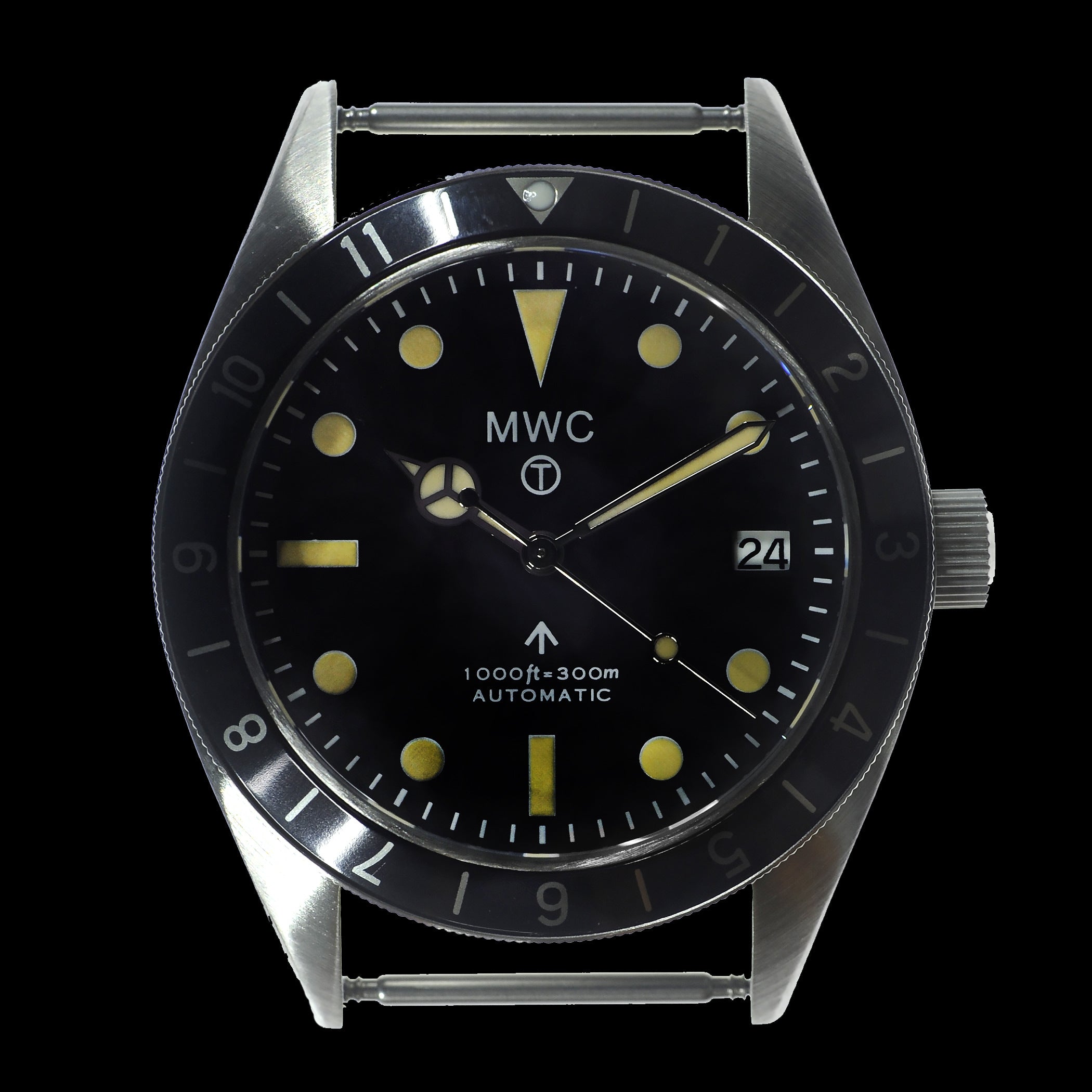 MWC Classic 1960s Pattern Dual Time Zone Automatic Divers Watch with Retro Luminova Paint and Sapphire Crystal - Ex Photographic Sample Reduced to Clear