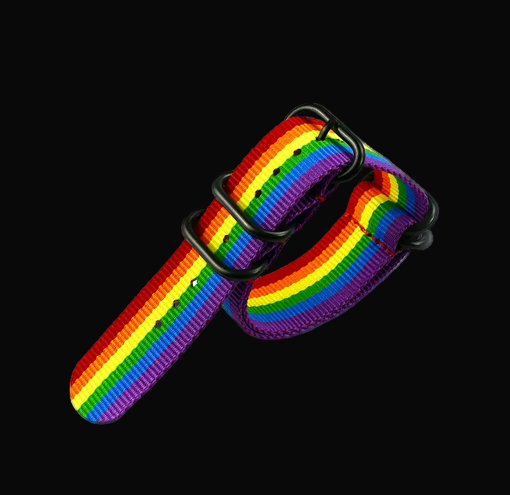 24mm LGBT Rainbow Zulu NATO Military Watch Strap in Ballistic Nylon Webbing