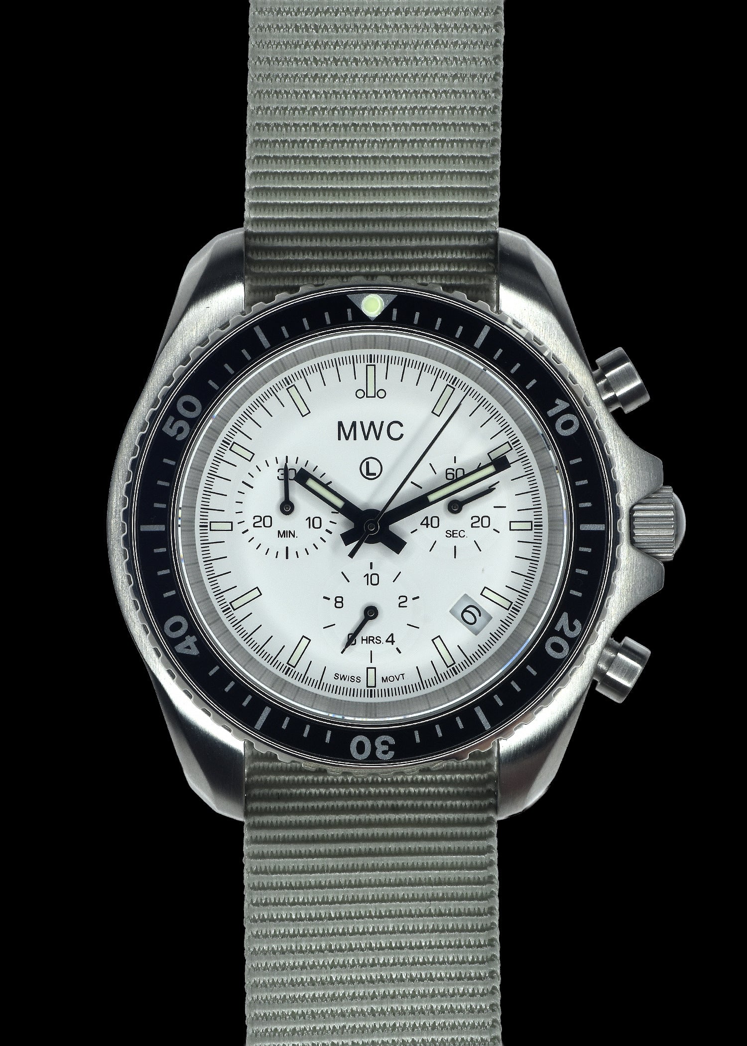 MWC NATO Pattern Stainless Steel Military Pilots Chronograph with Sapphire Crystal and Swiss Ronda Movement