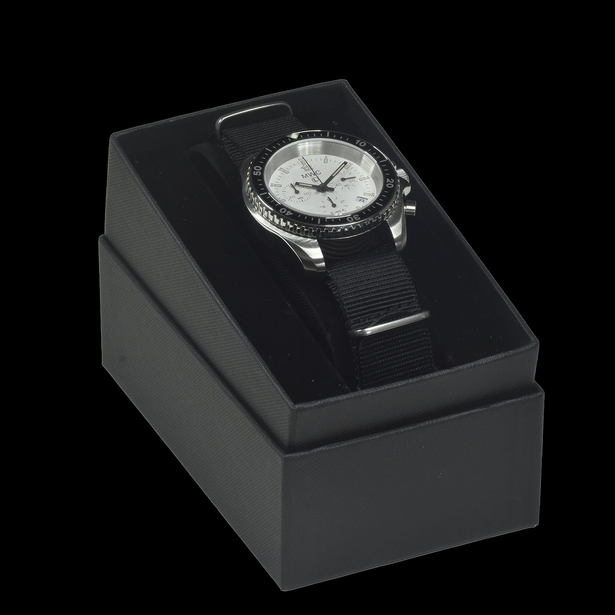 MWC NATO Pattern Stainless Steel Military Pilots Chronograph with Sapphire Crystal and Swiss Ronda Movement