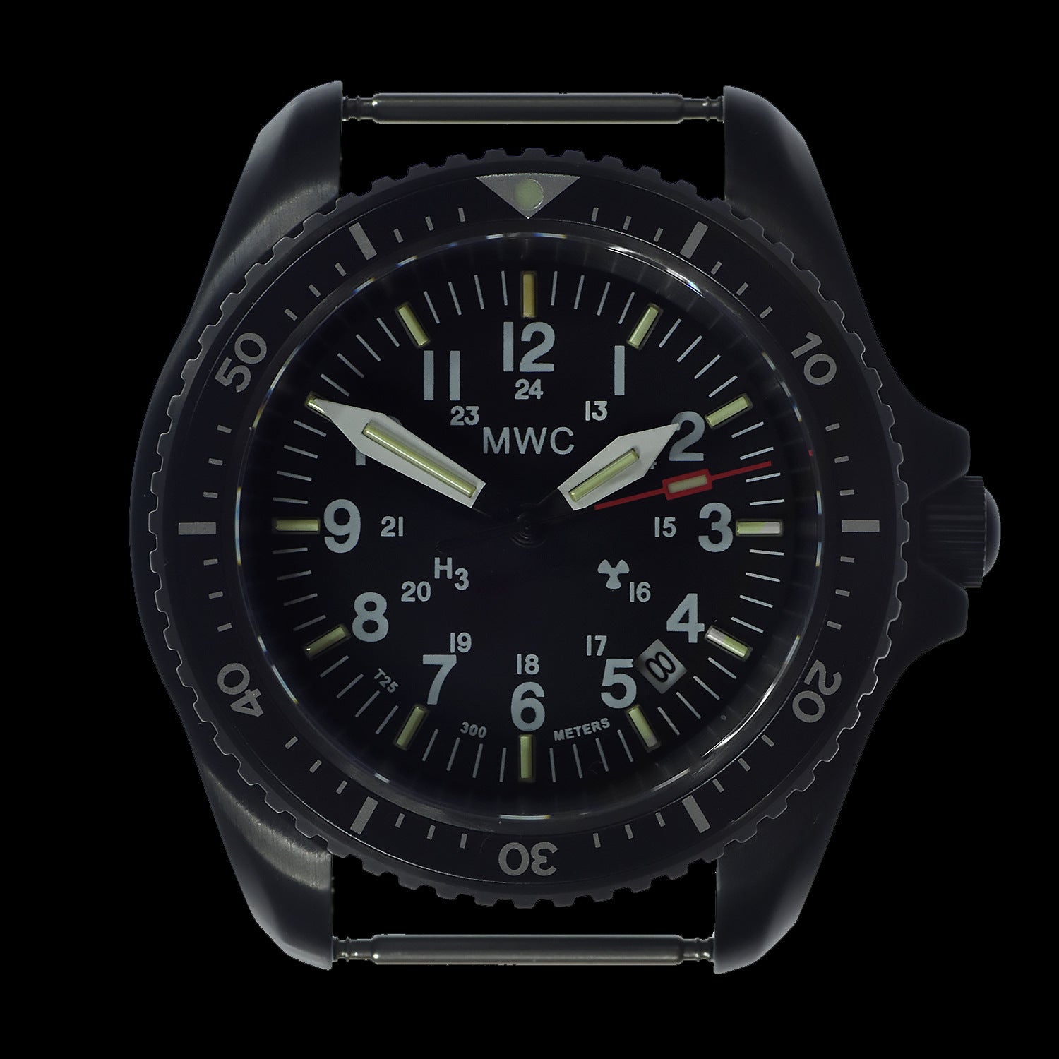 MWC Automatic Black PVD Military Divers Watch  - Tritium / GTLS Illumination, Ceramic Bezel and Sapphire Crystal